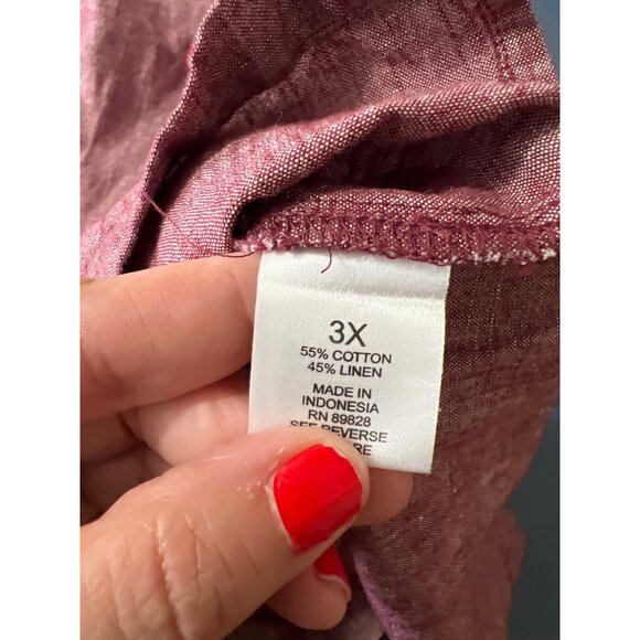 (2) Martha Stewart Linen Blend Blouses  3X Button-Back  Lagenlook Beach Resort - Picture 13 of 16